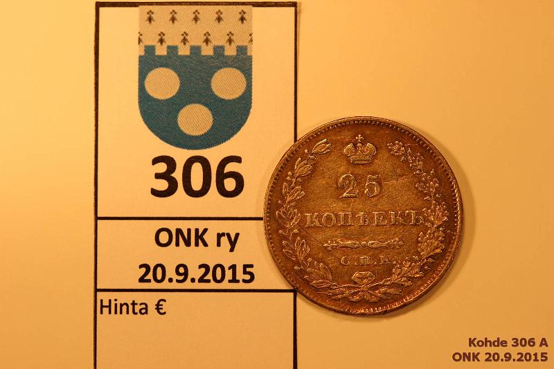 k-0306-a.jpg - Kohde 306, lhthinta: 30 € 25 kop 1830 C#159 Ag, ??? ??, hnja, eprvja, Nikolai I, kunto: 4/6