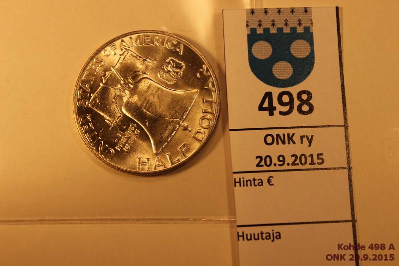 k-0498-a.jpg - Kohde 498, lhthinta: 40 € USA $ 1959 KM#199 Ag, 12,5g/900 Franklin Half Dollar. Loistelias!, kunto: 9