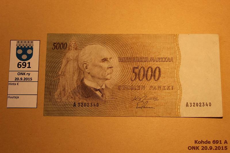 k-0691-a.jpg - Kohde 691, lhthinta: 130 € 5000 mk 1955 SNY 205.1 A3202340 JUT-Lei, harv. ak-pari (v), kunto: 4