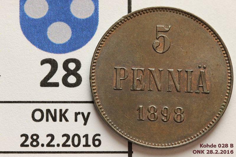 k-0028-b.jpg - Kohde 28 (kuva 2/2), lhthinta: 40 € 5 p 1898 Aavistus leimakiiltoa, kaunis, kunto: 7