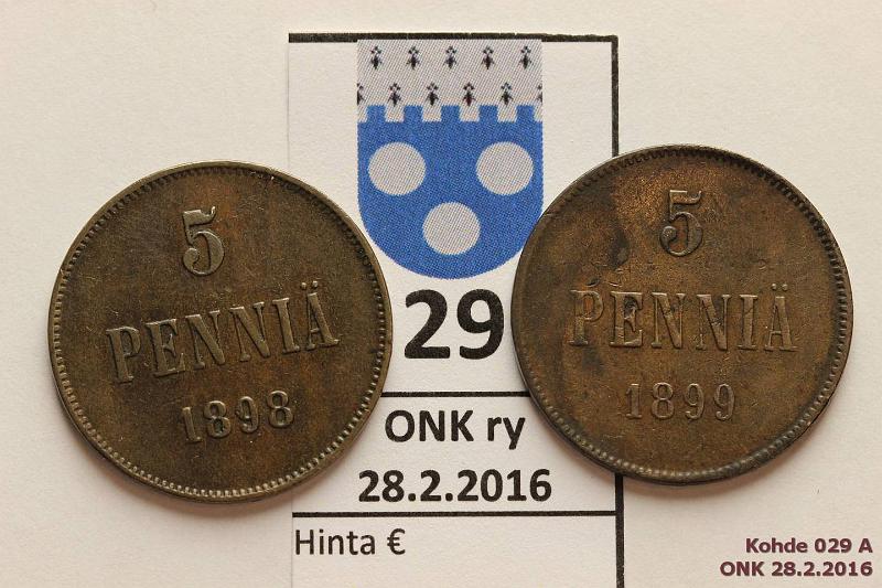 k-0029-a.jpg - Kohde 29, lhthinta: 5 € / myyntihinta: 5 € 5 p 1898, -99 Prvja, kunto: 5, 4