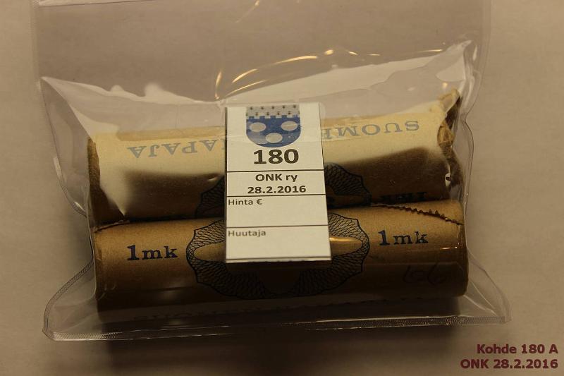 k-0180-a.jpg - Kohde 180, lhthinta: 270 € 1 mk 1966-67 Ag, 1966 kr/kl, 1967 avattu ja 1 puuttuu, kunto: 9, 7