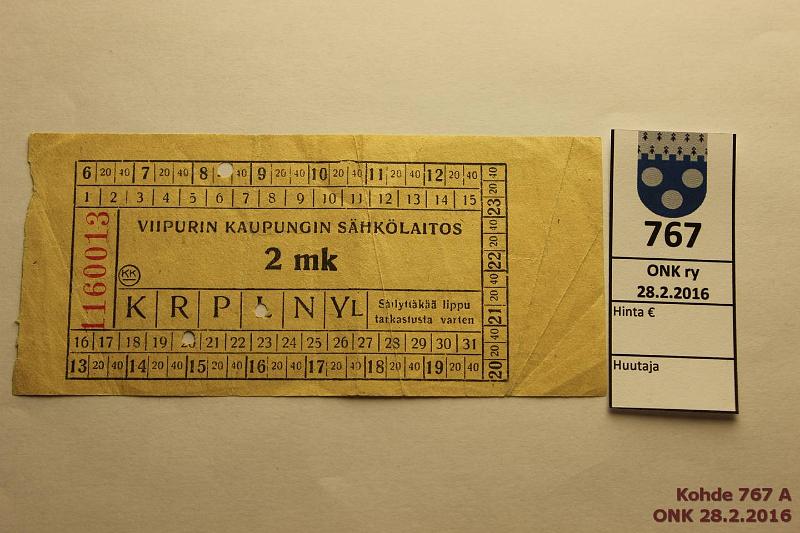 k-0767-a.jpg - Kohde 767, lhthinta: 10 € / myyntihinta: 12 € 2 mk 1920 1160013 Viipurin kaupungin shklaitos, kunto: 4