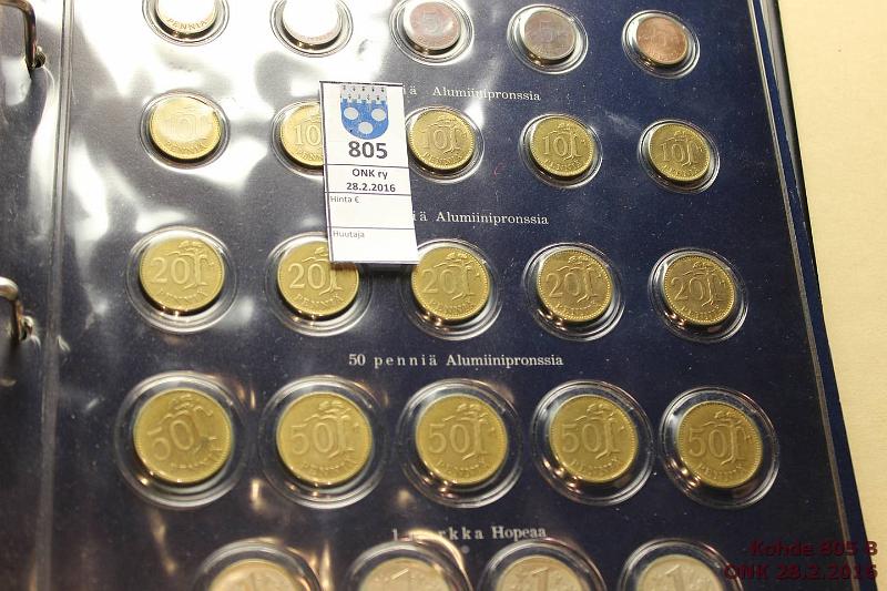 k-0805-b.jpg - Kohde 805 (kuva 2/2), lhthinta: 40 € Suomen Metallirahat III (2) 1963-76 (508) Kahdessa kansiossa 1p 1963-76 (19); 5p 1963-76 (14); 10p 1963-76 (18); 20p 1963-76 (18); 50p 1963-76 (17); 1mk 1964-68 Ag (5), -69-76 (12); 5mk 1972-76 (9), 10mk 1967-71 Ag (3). Kaikkia 1963-72 vuosia/arvoja 2kpl, 1973-76 2 kpl paitsi 50p 1976 1 kpl, kunto: 5-8