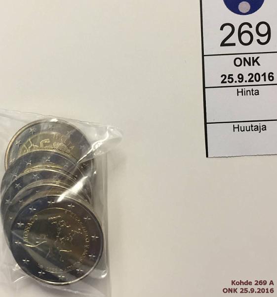 k-0269-a.jpg - Kohde 269, lhthinta: 18 € / myyntihinta: 18 € 2012-14 (5) Malta 2012, -13, -14 (2 eril.); Monaco 2013. Rullista, kunto: 9