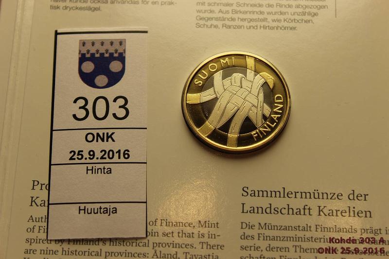 k-0303-a.jpg - Kohde 303, lhthinta: 8 € / myyntihinta: 8 € 5 € 2010 Karjala Proof, kortissa, kunto: 10