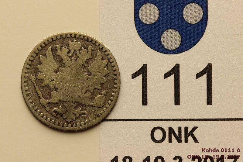 k-0111-a.jpg - Kohde 111 (kuva 1/2), l�ht�hinta: 250 &euro; / myyntihinta: 430 &euro; 25 p 1867 Ag, melko harvinainen!, kunto: 2/3