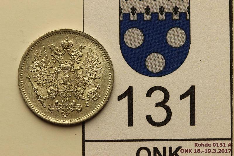 k-0131-a.jpg - Kohde 131 (kuva 1/2), lhthinta: 5 € / myyntihinta: 20 € 25 p 1909 Ag, erittin kaunis!, kunto: 8/9