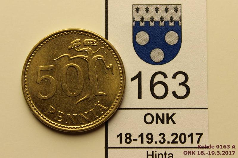 k-0163-a.jpg - Kohde 163 (kuva 1/2), lhthinta: 5 € 50 p 1988 Vaakunapuolella selv kaksoisrengas, kunto: 8