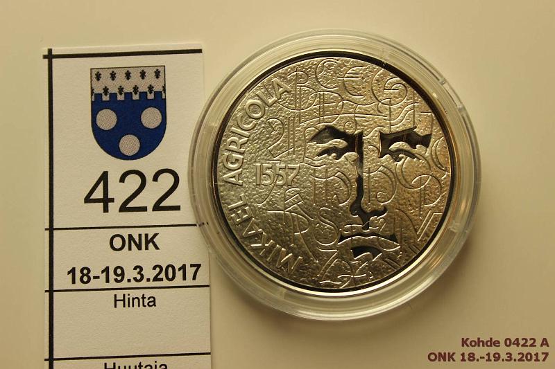 k-0422-a.jpg - Kohde 422, l�ht�hinta: 15 &euro; / myyntihinta: 15 &euro; 10 &euro; 2007 Ag, Proof, Agricola, kapseli, kunto: 10