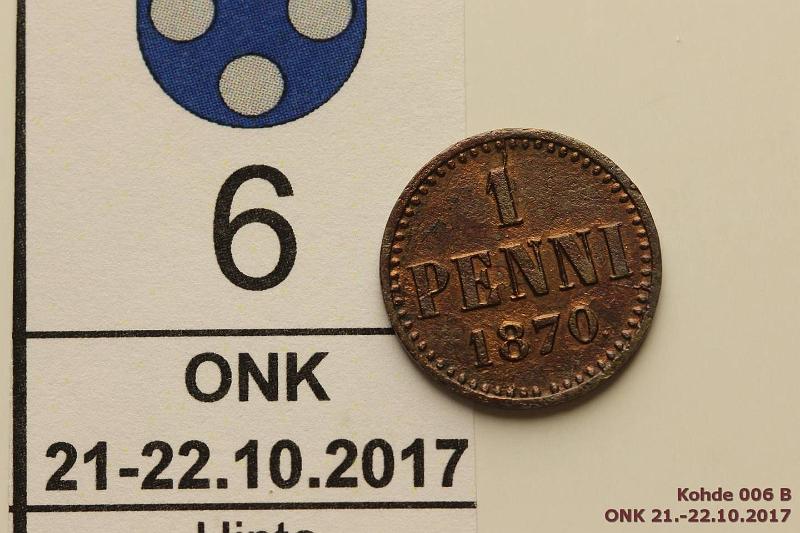 k-0006-b.jpg - Kohde 6 (kuva 2/2), lhthinta: 40 € / myyntihinta: 54 € 1 p 1870 Sypym, vrjtty, kunto: 3/5