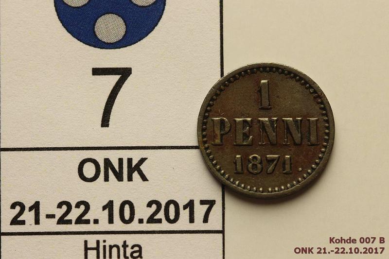 k-0007-b.jpg - Kohde 7 (kuva 2/2), lhthinta: 15 € / myyntihinta: 17 € 1 p 1871 SNY 7.1, kunto: 4