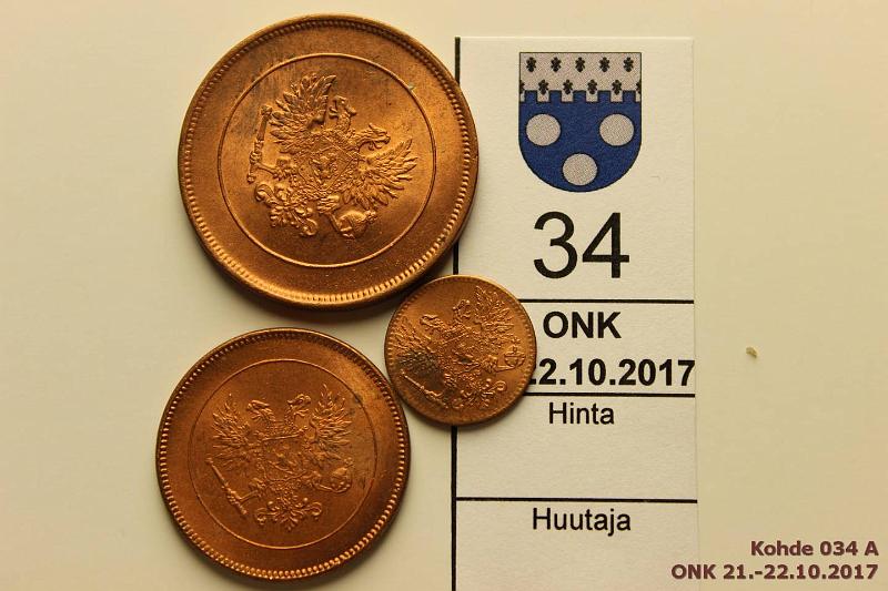 k-0034-a.jpg - Kohde 34 (kuva 1/2), l�ht�hinta: 10 &euro; / myyntihinta: 27 &euro; 1 - 10 p 1917 II (3) 1, 5 ja 10p, loisteliaat, phpja!, kunto: 9