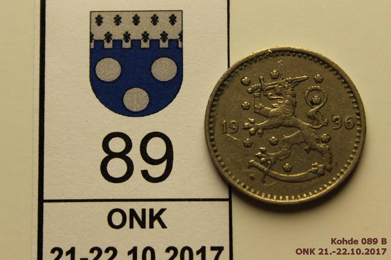 k-0089-b.jpg - Kohde 89 (kuva 2/2), lhthinta: 5 € 1 mk 1936 Vaikein vuosi!, kunto: 5