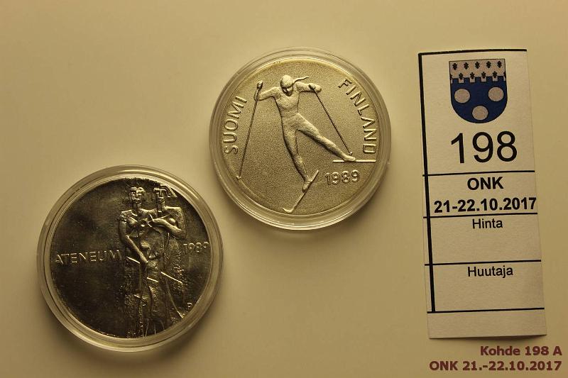 k-0198-a.jpg - Kohde 198, lhthinta: 12 € / myyntihinta: 18 € 100 mk 1989 (2) Ag, BU, Ateneum, MM kapseleissa, kunto: 9