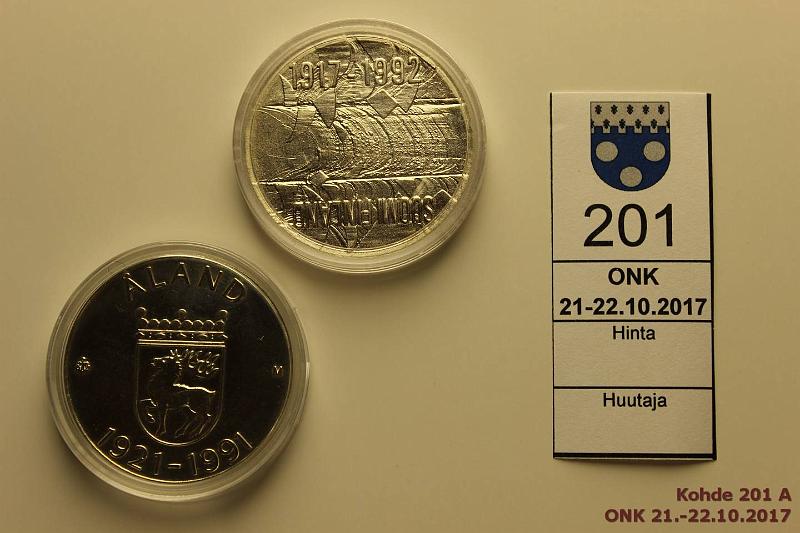 k-0201-a.jpg - Kohde 201, lhthinta: 12 € / myyntihinta: 19 € 100 mk 1991, -92 Ag, BU, land, Itsenisyys kapseleissa, kunto: 9