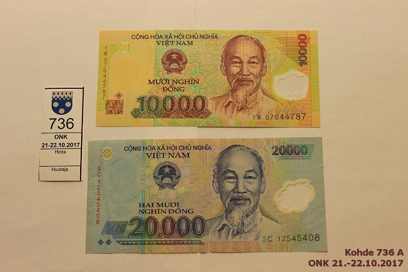 k-0736-a.jpg - Kohde 736, lhthinta: 5 € Vietnam (2) 2007 P#119-120 Polymeerisetelit, kunto: 9, 5