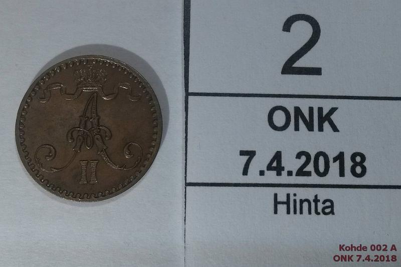 k-0002-a.jpg - Kohde 2 (kuva 1/2), lhthinta: 18 € / myyntihinta: 25 € 1 p 1867 SNY 4.2, arvop. syp., kunto: 7