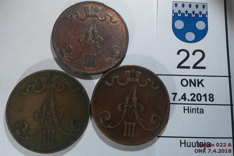 k-0022-a.jpg - Kohde 22 (kuva 1/2), lhthinta: 10 € 5 p 1889 (3) Eprvja, nja, kunto: 3