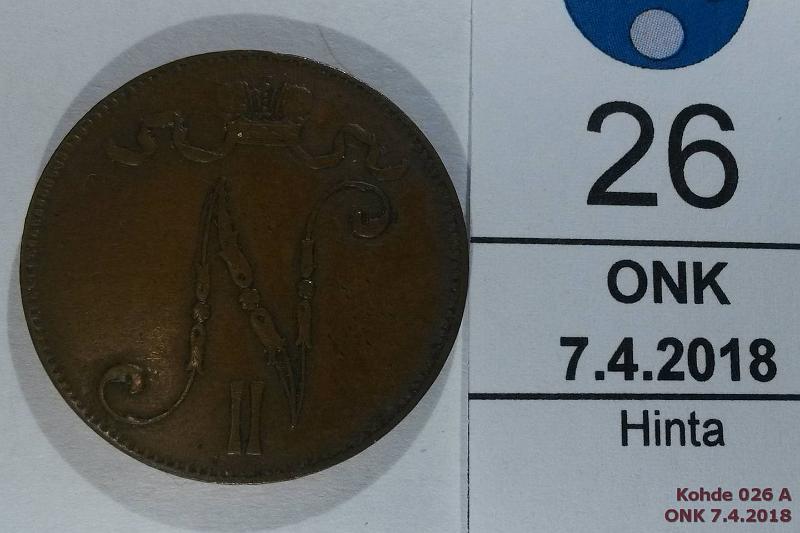 k-0026-a.jpg - Kohde 26 (kuva 1/2), l�ht�hinta: 5 &euro; 5 p 1899 Tunnusp. pij�, kunto: 4/5