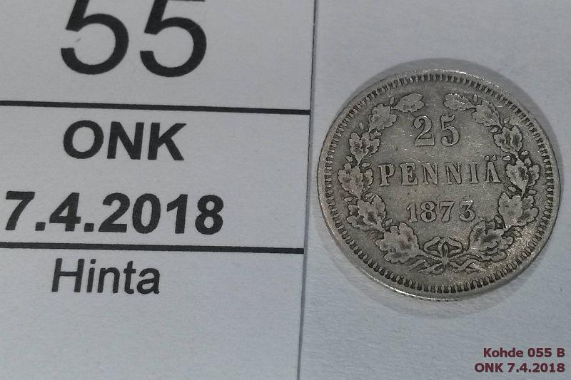 k-0055-b.jpg - Kohde 55 (kuva 2/2), lhthinta: 5 € / myyntihinta: 7 € 25 p 1873 Ag, kunto: 4