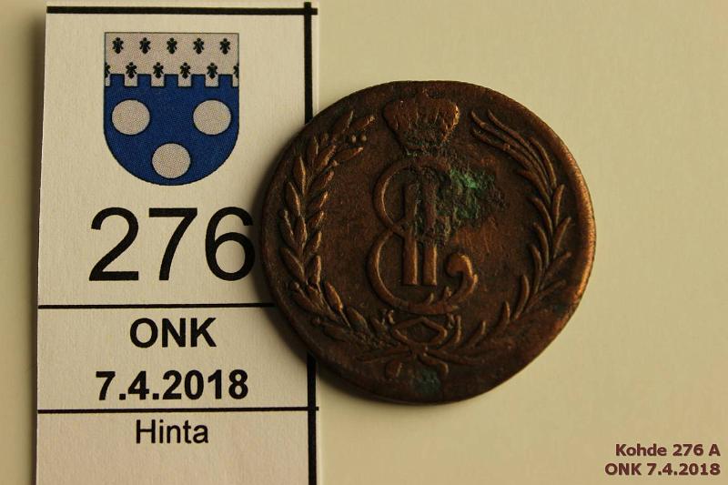 k-0276-a.jpg - Kohde 276 (kuva 1/2), lhthinta: 10 € / myyntihinta: 10 € 2 kop 1777 C#4 Cu, Siperia, КМ, lpuhd, likaa, Suzun mint, kunto: 4