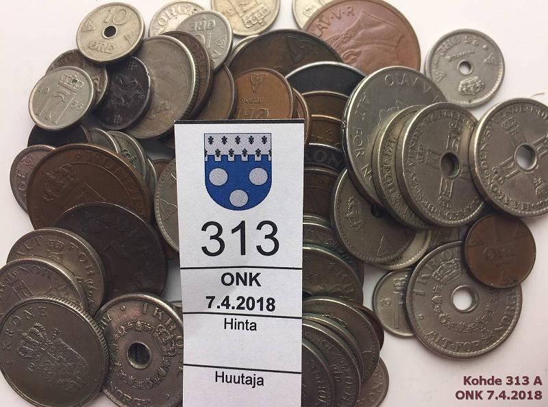 k-0313-a.jpg - Kohde 313, lhthinta: 5 € / myyntihinta: 9 € Norja 1  - 5 kr (67) 1876-1971 (119) 1 1897-1951(67); 2 1919-51(5); 10 1921-61(20); 25 1927-54(7); 50 1876-1971(8); 1kr 1925-62(11), 5kr 1964, kunto: 3-8