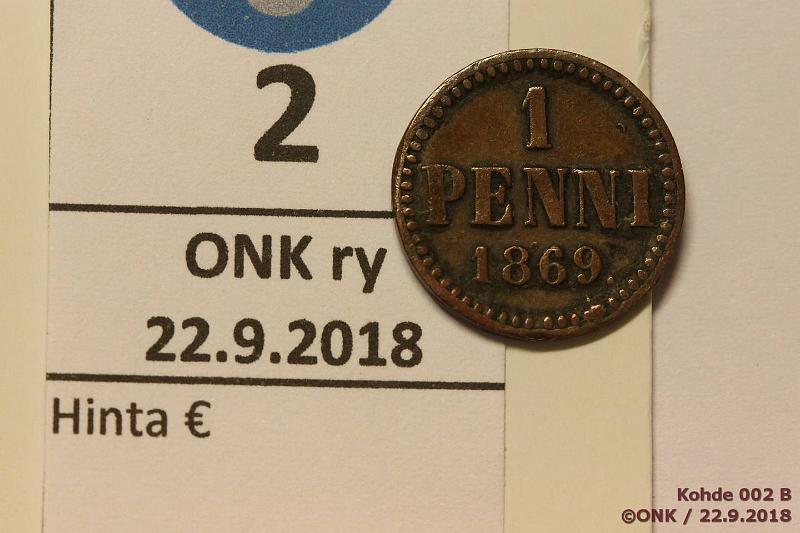 k-0002-b.jpg - Kohde 2 (kuva 2/2), l�ht�hinta: 5 &euro; / myyntihinta: 15 &euro; 1 p 1869 SNY 5.1, rv, kunto: 4