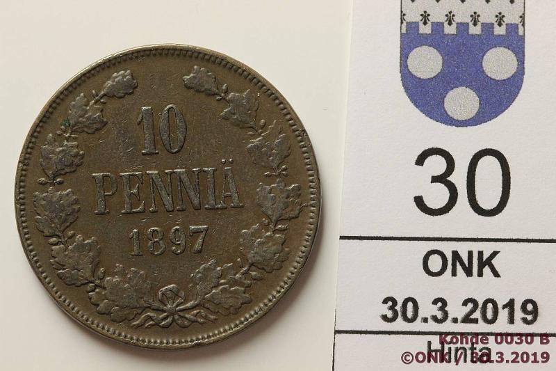 k-0030-b.jpg - Kohde 30, lhthinta: 5 € / myyntihinta: 5 € 10 p 1897 Siisti, kunto: 5