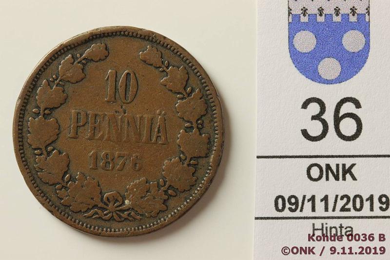 k-0036-b.jpg - Kohde 36, lhthinta: 30 € / ei tarjouksia 10 p 1876 SNY 148.2 pieni 6, rvja, kunto: 2