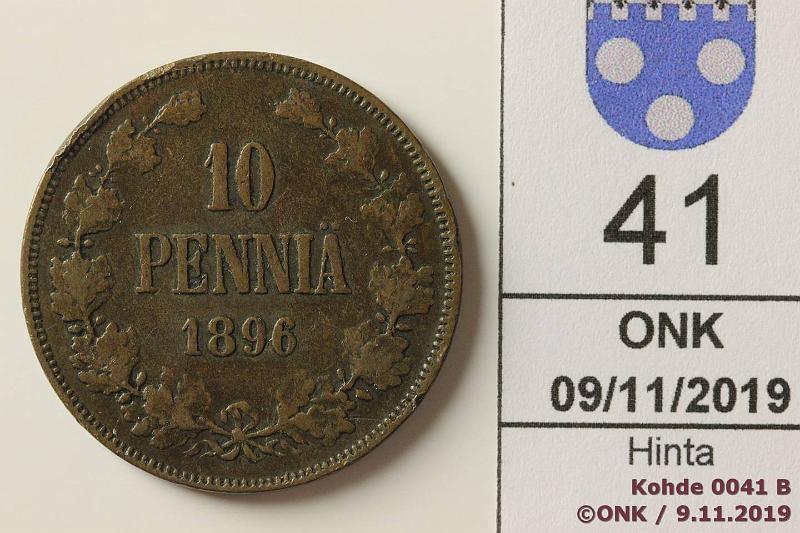 k-0041-b.jpg - Kohde 41, lhthinta: 5 € / ei tarjouksia 10 p 1896 SNY 153.1, prvja, kunto: 3