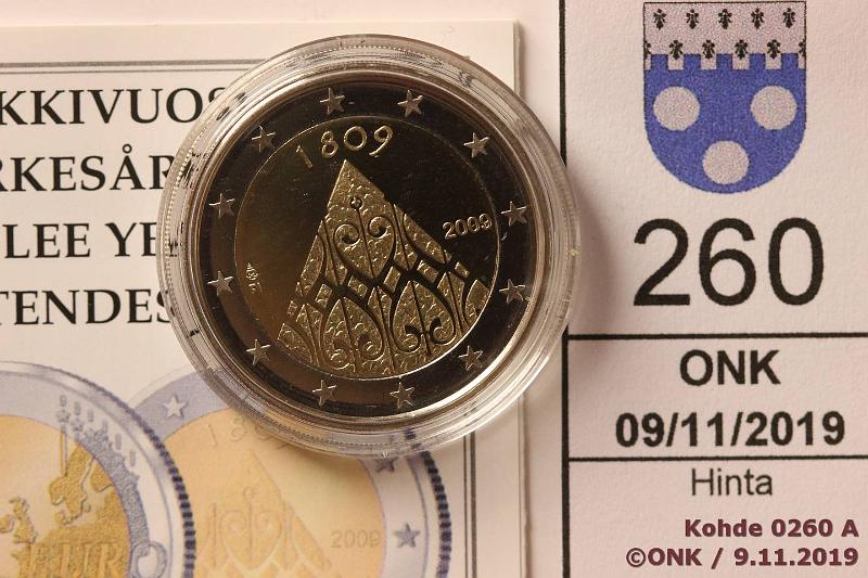 k-0260-a.jpg - Kohde 260, l�ht�hinta: 5 &euro; / myyntihinta: 5 &euro; 2&euro; 2009 Proof, Suomi, 1809, kapseli, kotelo, tod, kunto: 10