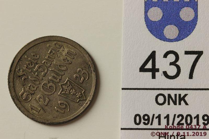 k-0437-a.jpg - Kohde 437, lhthinta: 10 € / myyntihinta: 15 € Danzig  gulden 1923 KM#144 Ag, kunto: 7