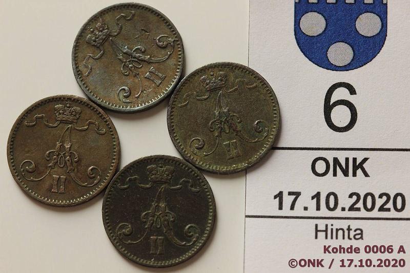 k-0006-a.jpg - Kohde 6 (kuva 1/2), l�ht�hinta: 10 &euro; / myyntihinta: 13 &euro; 1 p 1873, -74, -75, -76 Osa lpuhd, eprvja, kunto: 3-4