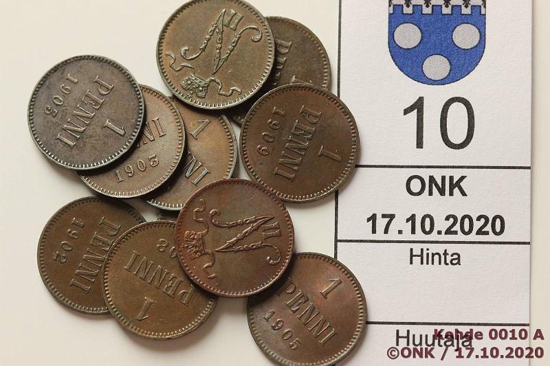 k-0010-a.jpg - Kohde 10, l�ht�hinta: 25 &euro; / ei tarjouksia 1 p 1900-09 (11) 1900, -01, -02 (prv), -03, -03 iso 3 (likaa), -04, -05, -06, -07, -08, -09, kunto: 5-7