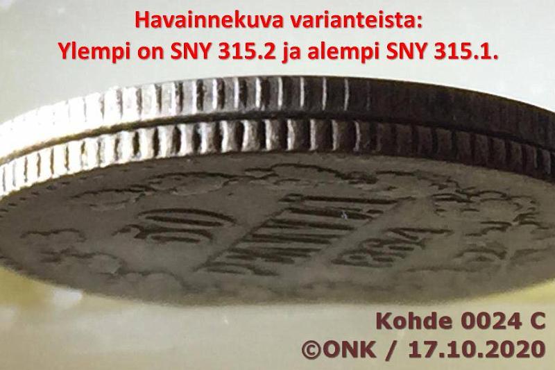 k-0024-c.jpg - Kohde 24 (kuva 3/3), l�ht�hinta: 15 &euro; / myyntihinta: 40 &euro; 50 p 1864 (2) Ag, SNY 315.1 ja 2, molemmat reunavariantit, kunto: 3/4, 4