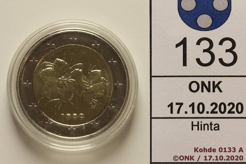 k-0133-a.jpg - Kohde 133, lhthinta: 6 € / ei tarjouksia 2 € 1999 Suomi, vuosiluvun I ja II yhdeksikk tukossa, kunto: 8