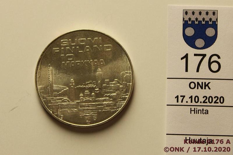 k-0176-a.jpg - Kohde 176 (kuva 1/2), lhthinta: 5 € / myyntihinta: 5 € 10 mk 1971 Ag, YU EM, H vain hmtt, kunto: 8
