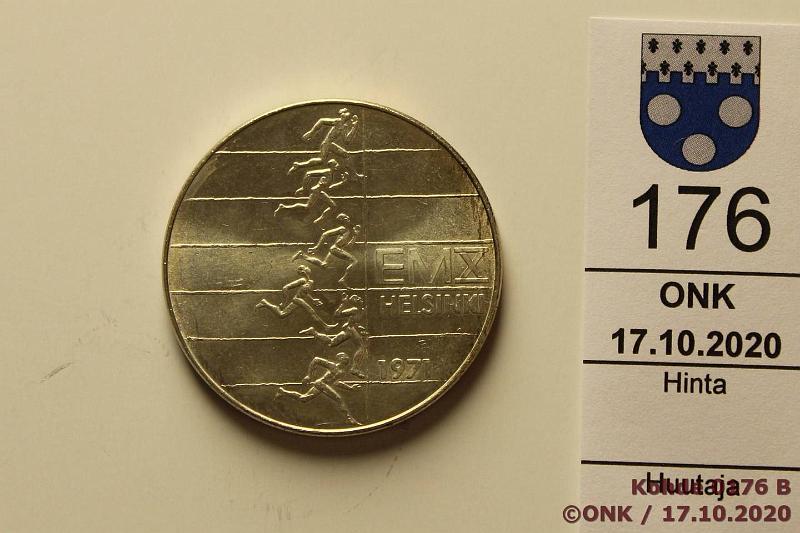 k-0176-b.jpg - Kohde 176 (kuva 2/2), l�ht�hinta: 5 &euro; / myyntihinta: 5 &euro; 10 mk 1971 Ag, YU EM, H vain h��m�tt��, kunto: 8