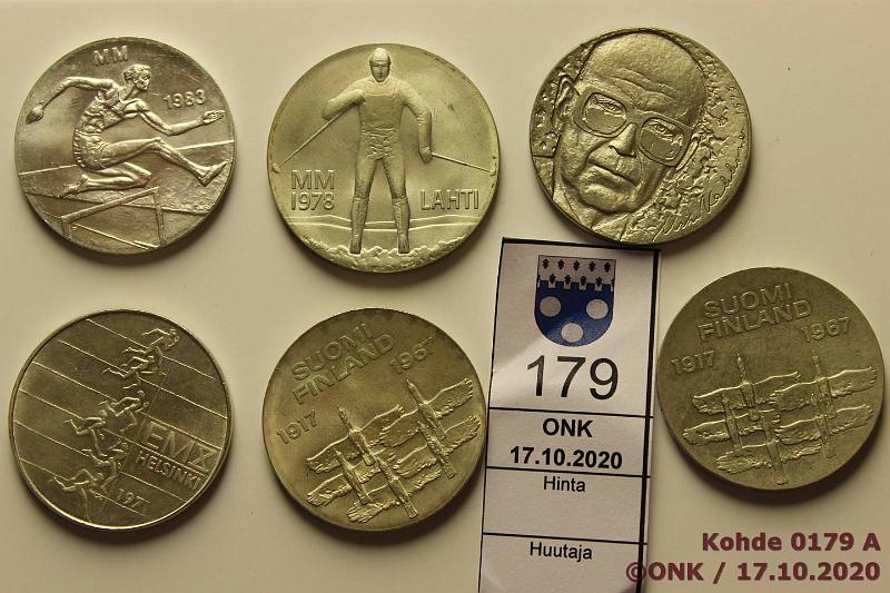 k-0179-a.jpg - Kohde 179, lhthinta: 15 € / myyntihinta: 34 € 10 - 50 mk 1967-83 (6) Ag, 10mk 1967(2), -71, -75; 25mk 1978; 50mk 1983, kansiohometta, kunto: 8-9