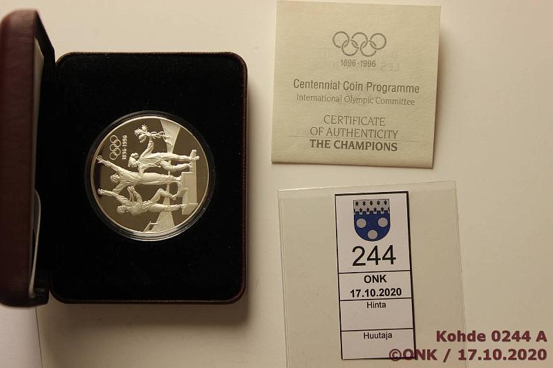 k-0244-a.jpg - Kohde 244, lhthinta: 15 € / myyntihinta: 22 € Australia 5 $ 2000 (1998) KM#382 Ag, Proof, 31,635g/999, Sydney 2000, kaps, kotelo, tod, kunto: 10