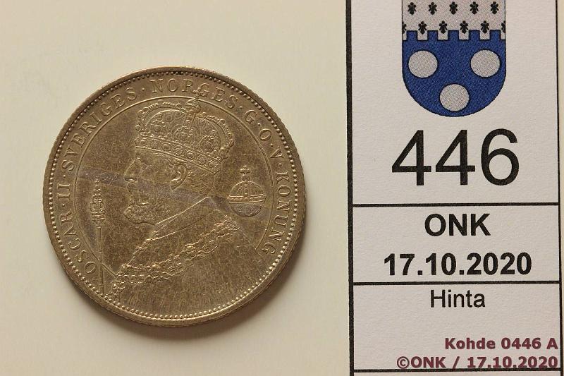 k-0446-a.jpg - Kohde 446 (kuva 1/2), lhthinta: 10 € / myyntihinta: 21 € 2 kr 1897 KM#762 Ag, 15g/800, Silver Jubilee, loistelias!, kunto: 9/8