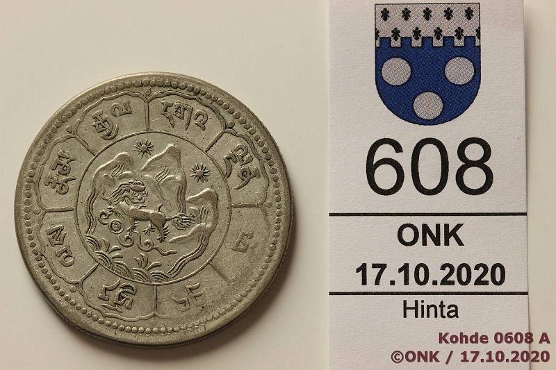 k-0608-a.jpg - Kohde 608, l�ht�hinta: 5 &euro; / myyntihinta: 11 &euro; Tiibet 10 srang 1622(1948) Y#29 Ag, 16,7g/?, 2 aurinkoa, kunto: 6