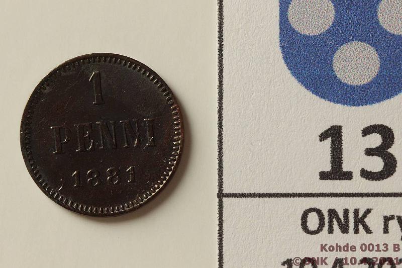 k-0013-b.jpg - Kohde 13 (kuva 2/2), lhthinta: 25 € / myyntihinta: 29 € 1 p 1881 Hnja, lpuhd, kunto: 7