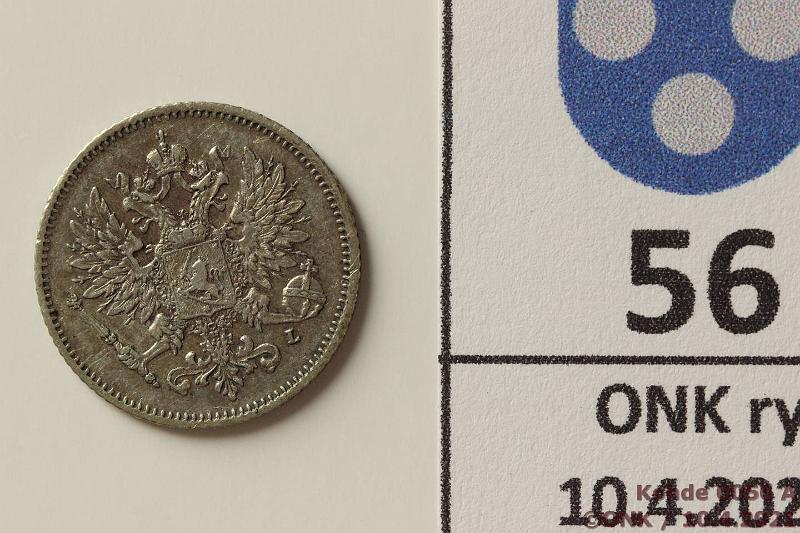 k-0056-a.jpg - Kohde 56 (kuva 1/2), lhthinta: 5 € / myyntihinta: 5 € 25 p 1910 Ag, kunto: 6