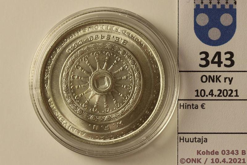k-0343-b.jpg - Kohde 343 (kuva 2/2), l�ht�hinta: 10 &euro; / myyntihinta: 23 &euro; Thaimaa 50 baht BE2514(1971) Y#95 Ag, 24,7g/900, 20 vuotta buddhalaista toveruutta, kunto: 9