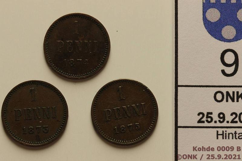 k-0009-b.jpg - Kohde 9 (kuva 2/2), lhthinta: 25 € / myyntihinta: 32 € 1 p 1873, -74, -75 1874 meistivika, kunto: 5