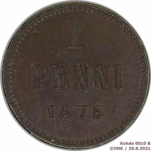 k-0010-b.jpg - Kohde 10 (kuva 2/3), lhthinta: 10 € / myyntihinta: 13 € 1 p 1875 Kaunis tumma patina, kunto: 7
