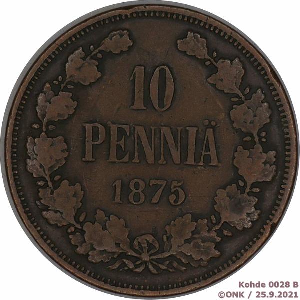 k-0028-b.jpg - Kohde 28 (kuva 2/2), l�ht�hinta: 55 &euro; / myyntihinta: 55 &euro; 10 p 1875 Tp naarmittu, prv, kunto: 3