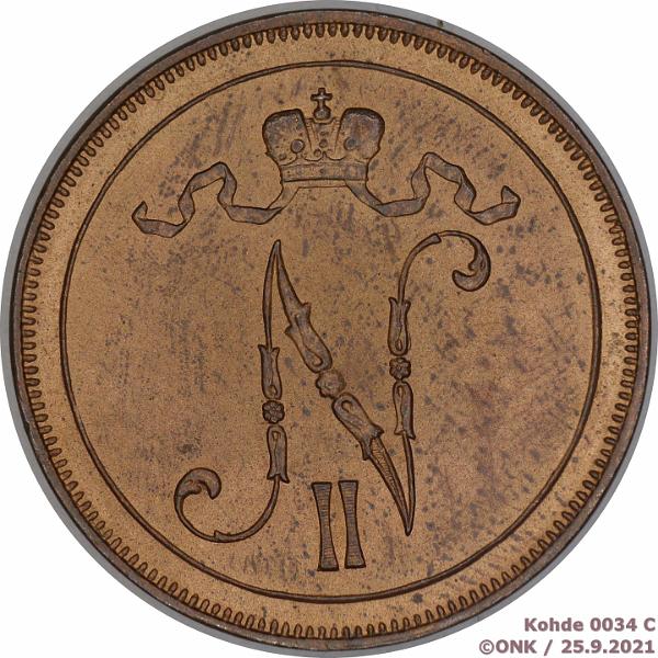 k-0034-c.jpg - Kohde 34 (kuva 3/3), l�ht�hinta: 30 &euro; / myyntihinta: 30 &euro; 10 p 1914 Leimakiiltoinen, hieman patinaa, loistelias!, kunto: 8